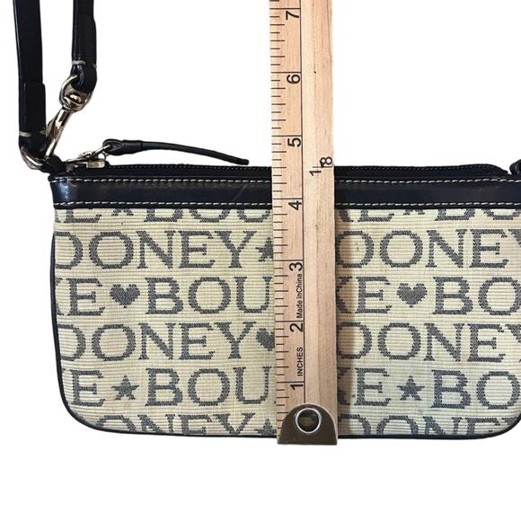 Dooney & Bourke Logo Wristlet Cream Brown Leather Zip Closure Lined Mini Bag - Picture 7 of 9